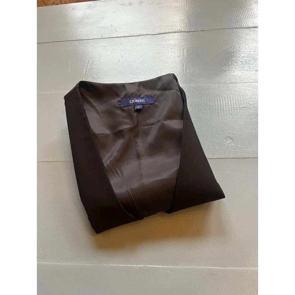 Gioberti Black Formal Tailored Suit Vest Mens Large Satin Back Waistcoat NWT